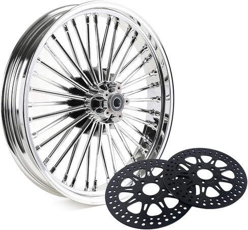 TOFR 21x3.5 Front Wheel Rim 36 Fat King Spokes Tubeless For Harley Touring 2009-2023 Road King Street Glide Road Glide Electra Glide Ultra Classic Ultra Limited With 11.8" Floating Front Brake Rotors in Kuwait
