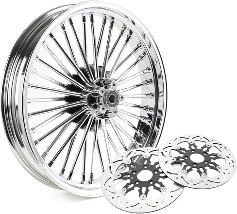 TOFR 21x3.5 Front Wheel Rim 36 Fat King Spokes Tubeless For Harley Touring 2009-2023 Road King Street Glide Road Glide Electra Glide Ultra Classic Ultra Limited With 11.8" Floating Front Brake Rotors in Kuwait