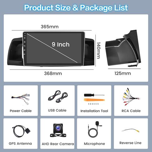 2+64GB 9 Inch Touchscreen Stereo Kit for Toyota Corolla EX 2005-2012 Android 13 Car Radio with Wireless CarPlay Android Auto FM/RDS GPS Bluetooth WiFi USB MIC SWC Canbus RCA+AHD Backup Camera in Saudi Arabia
