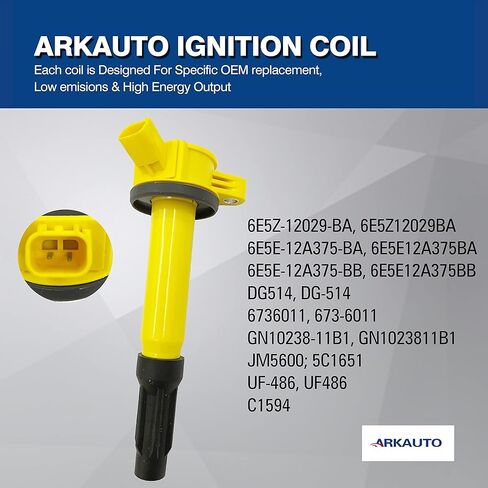 6PCS ARKAUTO IGNITION COIL ARK-IG486-Y UF486 UF-486 C1594 6E5E12A375BB 6E5E-12A375-BB DG514 DG-514 for Ford Escape Fusion Lincoln Zephy in Saudi Arabia