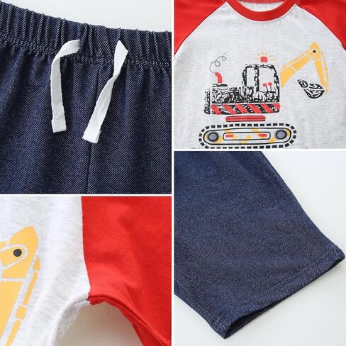 شورتات الأولاد مجموعة ملابس صيفية للأطفال قصيرة الأكمام Tshirts Toddler Cartoon Cotton Setting 3-7t in Kuwait