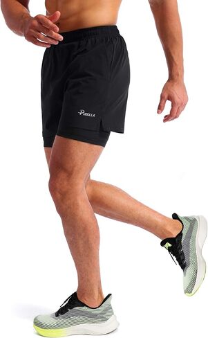 Pudolla Men's 2 in 1 Shorts 5 "/7" Quick Gry Gym Protcts للرجال مع جيوب الهاتف in Saudi Arabia
