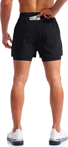 Pudolla Men's 2 in 1 Shorts 5 "/7" Quick Gry Gym Protcts للرجال مع جيوب الهاتف in Saudi Arabia