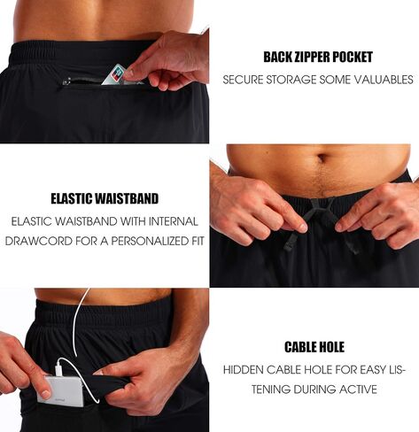 Pudolla Men's 2 in 1 Shorts 5 "/7" Quick Gry Gym Protcts للرجال مع جيوب الهاتف in Saudi Arabia