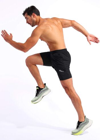 Pudolla Men's 2 in 1 Shorts 5 "/7" Quick Gry Gym Protcts للرجال مع جيوب الهاتف in Saudi Arabia