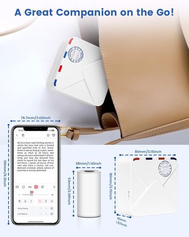 M02S Portable Mini Pocket Printer Wireless Bluetooth Thermal Printer Photo Printer Mobile Printer Sticker Maker Compatible with iOS and Android 300dpi High Resolution in Kuwait