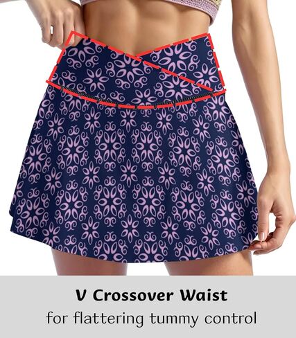 Cerburny Women's Skort Pleated Tennis Skirt with Shorts Flowy High Waisted Golf Workout Athletic Skirt with Tummy Control in Kuwait