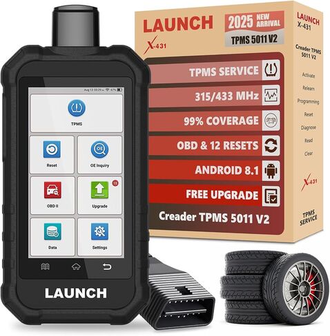 إطلاق X431 CREADER TPMS 5011 V2 مراقبة ضغط الإطارات الماسح الضوئي لخدمة مستشعرات يدعم جميع أجهزة استشعار 315/433MHz مع 12 وظيفة خدمة - نسخة ترقية من CRT5011E in Kuwait