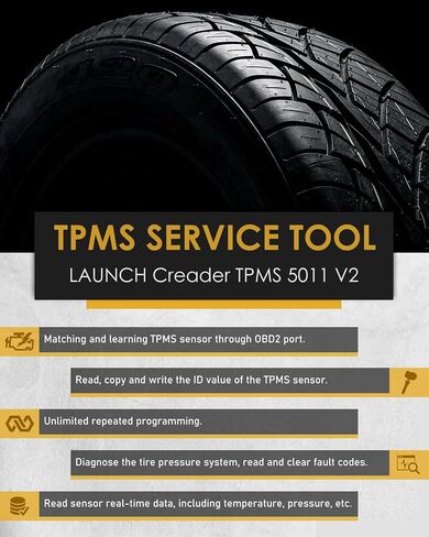 إطلاق X431 CREADER TPMS 5011 V2 مراقبة ضغط الإطارات الماسح الضوئي لخدمة مستشعرات يدعم جميع أجهزة استشعار 315/433MHz مع 12 وظيفة خدمة - نسخة ترقية من CRT5011E in Kuwait