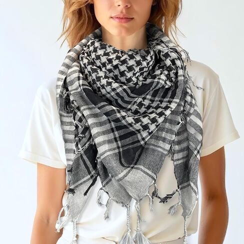 Toutacoo, Palestinian Keffiyeh 100% Cotton, Shemagh Scarf Neck Head Wrap with tassel for men and women in Kuwait