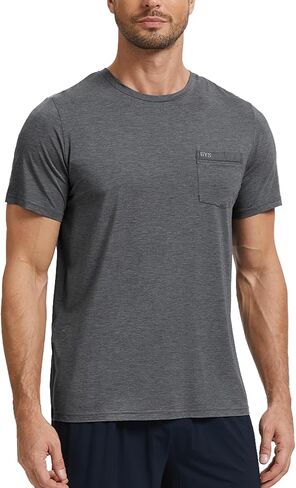 Men's Short Sleeve Shirts Soft Bamboo-derived Viscose Casual Crew Neck Pajama Top in Saudi Arabia