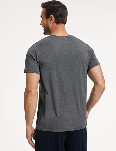 Men's Short Sleeve Shirts Soft Bamboo-derived Viscose Casual Crew Neck Pajama Top in Saudi Arabia