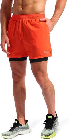 Pudolla Men's 2 in 1 Shorts 5 "/7" Quick Gry Gym Protcts للرجال مع جيوب الهاتف in Saudi Arabia