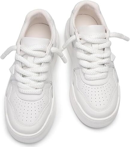 Casual Shoes for Men Fashion Sneakers Leather Comfortable Lightweight 1.6-Inch Platform Heel Lace-Up Top-Grain Subtle Tennis Walking Flat in Kuwait