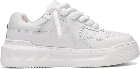 Casual Shoes for Men Fashion Sneakers Leather Comfortable Lightweight 1.6-Inch Platform Heel Lace-Up Top-Grain Subtle Tennis Walking Flat in Kuwait