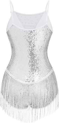Ibakom Women Fringe equins bodysuit jazz dance dance dress dress frucly tassel tassel eash heip circus circus ash hop dance costume in Saudi Arabia