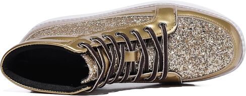 Trsorini Mens Glitter Shoes Sparkly Bling Sequin Lace Boots Sneakers High Top Top Top Nasure Shiny in Kuwait
