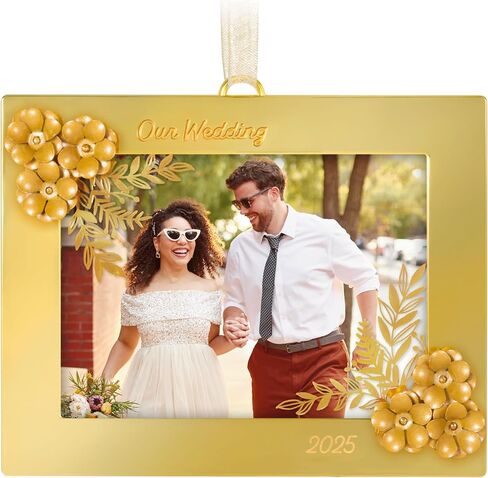Christmas Ornament 2024, Just Married Photo Frame, Porcelain, Wedding Gift for Couple in Saudi Arabia