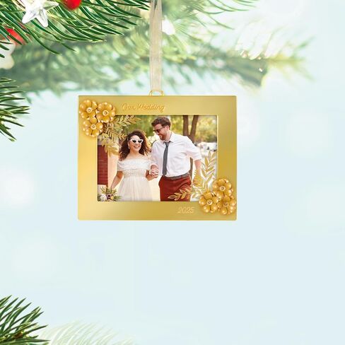 Christmas Ornament 2024, Just Married Photo Frame, Porcelain, Wedding Gift for Couple in Saudi Arabia