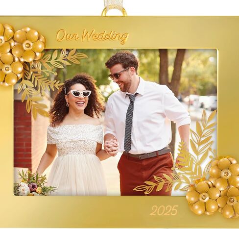 Christmas Ornament 2024, Just Married Photo Frame, Porcelain, Wedding Gift for Couple in Saudi Arabia