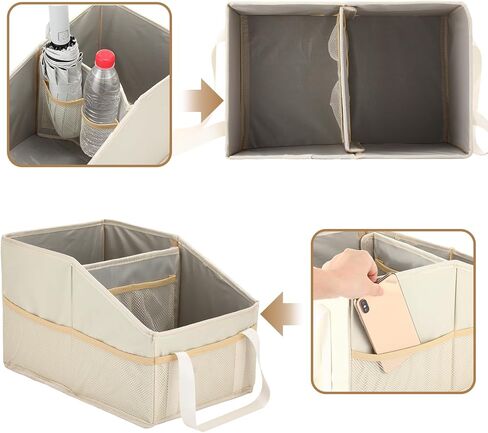 Honeydak Car Storage Organizer for Console Front/back Seat with Divide and Multi-pockets Automotive Car Caddy Organizer for SUV, Truck Foldable Passenger Seat Organizer for Kids Adults Accessories in Kuwait