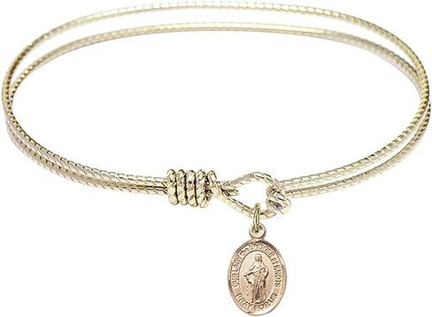 Oval Eye Hook Bangle Bracelet w/Our Lady of The Undoer of Knots in Gold-Filled in Kuwait