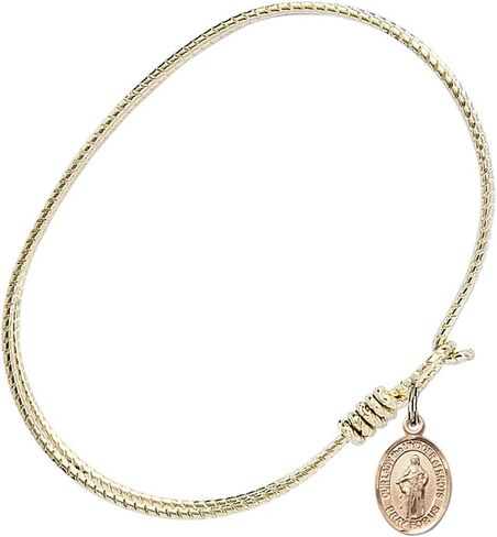 Oval Eye Hook Bangle Bracelet w/Our Lady of The Undoer of Knots in Gold-Filled in Kuwait