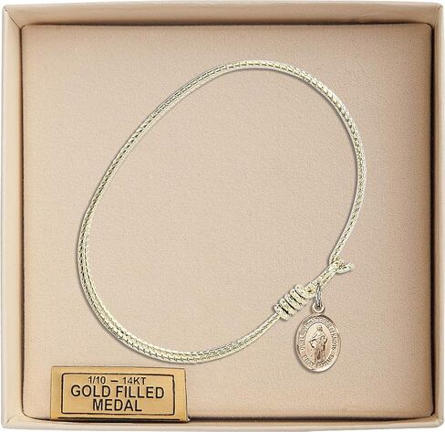 Oval Eye Hook Bangle Bracelet w/Our Lady of The Undoer of Knots in Gold-Filled in Kuwait