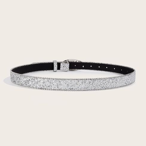 Hot Girl Glittered Waistband Round Buckle Belt For Jeans Dress Nightclub Girls Modern Waistband in Kuwait