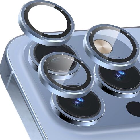 CloudValley Camera Lens Protector for iPhone 13 Pro - iPhone 13 Pro Max, 9H Tempered Glass Film, Aluminum Alloy Lens Protective Cover, Colorful in Saudi Arabia
