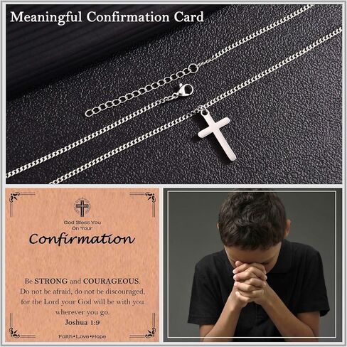 Cross Necklace for Boys, Easter First Cmmunion Baptism Confirmation Gifts for Teenage Boys -Birthday Graduation Back to School Christmas Valentines Day Gifts for Him Son Grandson Nephew in Saudi Arabia