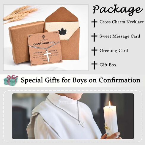 Cross Necklace for Boys, Easter First Cmmunion Baptism Confirmation Gifts for Teenage Boys -Birthday Graduation Back to School Christmas Valentines Day Gifts for Him Son Grandson Nephew in Saudi Arabia