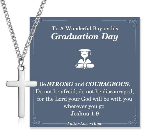 Cross Necklace for Boys, Easter First Cmmunion Baptism Confirmation Gifts for Teenage Boys -Birthday Graduation Back to School Christmas Valentines Day Gifts for Him Son Grandson Nephew in Saudi Arabia