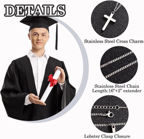 Cross Necklace for Boys, Easter First Cmmunion Baptism Confirmation Gifts for Teenage Boys -Birthday Graduation Back to School Christmas Valentines Day Gifts for Him Son Grandson Nephew in Saudi Arabia