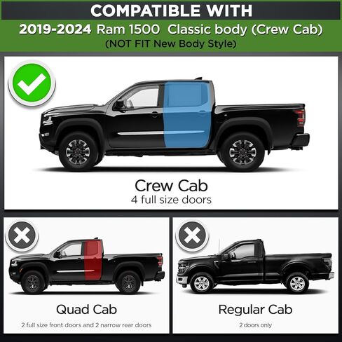 6 "لوحات تشغيل متوافقة مع 2010-2024 Dodge RAM 2500 3500 CREW CAB ، Black Aluminium Step Step Step Rails Nerf Bars for Truck in Kuwait