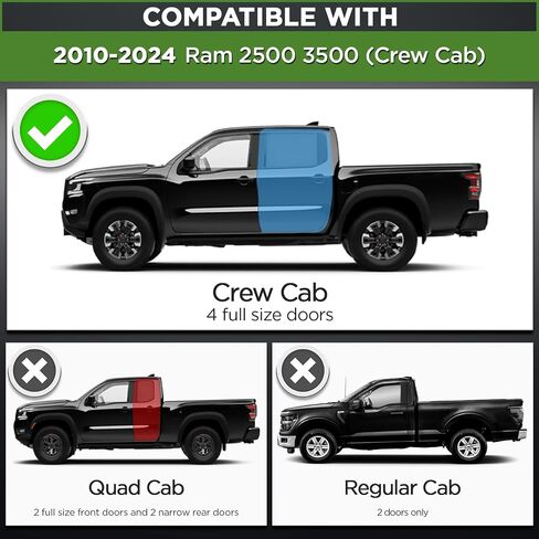6 "لوحات تشغيل متوافقة مع 2010-2024 Dodge RAM 2500 3500 CREW CAB ، Black Aluminium Step Step Step Rails Nerf Bars for Truck in Kuwait
