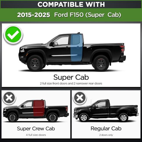 لوحات تشغيل TNMT مقاس 6 بوصة Super Cab متوافقة مع Ford F150 2009 2010 2011 2012 2013 2014، قضبان جانبية من سبائك الألومنيوم باللون الأسود قضبان Nerf للشاحنة in Kuwait