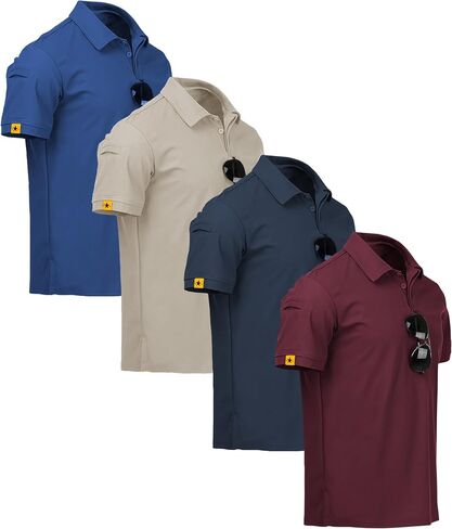 ZITY 4 Pack Mens Polo Shirt Short Sleeve Sports Golf Tennis T-Shirt Athletic Collared Tactical Shirts in Saudi Arabia