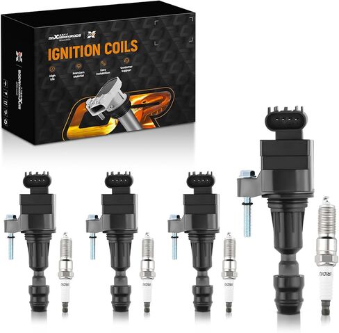 مجموعة MaxPeedingRods UF491 مجموعة من 4 حزمة لفائف الإشعال ومقاطع شرارة Iridium مناسبة لبويك شيفروليه بونتياك GMC Saturn Saab Fisker 2.0L 2.4L L4 ، مجموعة ملفات الإشعال تحل محل UF-491 in Saudi Arabia