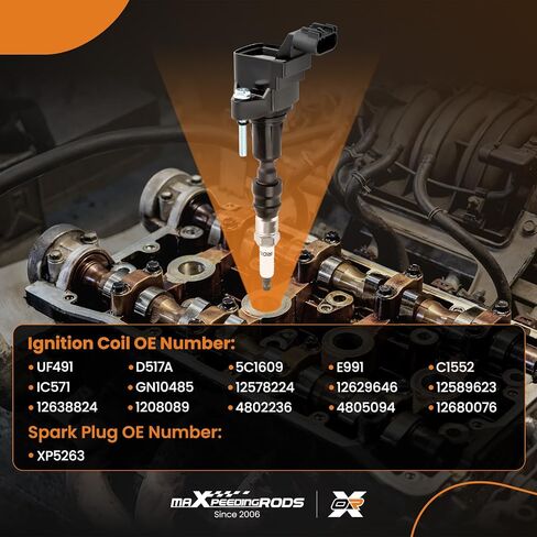 مجموعة MaxPeedingRods UF491 مجموعة من 4 حزمة لفائف الإشعال ومقاطع شرارة Iridium مناسبة لبويك شيفروليه بونتياك GMC Saturn Saab Fisker 2.0L 2.4L L4 ، مجموعة ملفات الإشعال تحل محل UF-491 in Saudi Arabia
