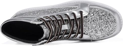 Trsorini Mens Glitter Shoes Sparkly Bling Sequin Lace Boots Sneakers High Top Top Top Nasure Shiny in Kuwait