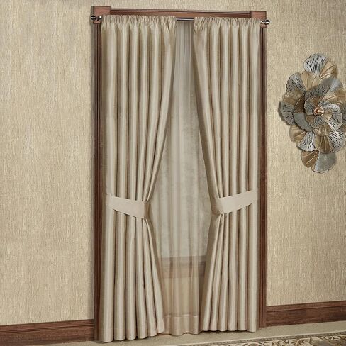 Chamberly Luxury Window Treatment | Fawn | Polyester Faux Silk | Energy Saving, Noise Reducing, Room Darkening | Elegant 2 Piece Set 96L Window Panels | Wide, Rod Pocket, Curtain Pair | Washable in Saudi Arabia