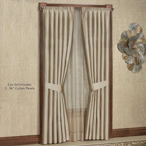 Chamberly Luxury Window Treatment | Fawn | Polyester Faux Silk | Energy Saving, Noise Reducing, Room Darkening | Elegant 2 Piece Set 96L Window Panels | Wide, Rod Pocket, Curtain Pair | Washable in Saudi Arabia