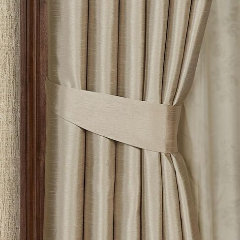 Chamberly Luxury Window Treatment | Fawn | Polyester Faux Silk | Energy Saving, Noise Reducing, Room Darkening | Elegant 2 Piece Set 96L Window Panels | Wide, Rod Pocket, Curtain Pair | Washable in Saudi Arabia