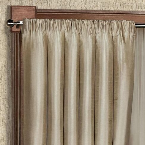Chamberly Luxury Window Treatment | Fawn | Polyester Faux Silk | Energy Saving, Noise Reducing, Room Darkening | Elegant 2 Piece Set 96L Window Panels | Wide, Rod Pocket, Curtain Pair | Washable in Saudi Arabia