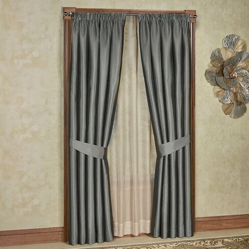 Chamberly Luxury Window Treatment | Dark Gray | Polyester Faux Silk | Energy Saving, Noise Reducing, Room Darkening | Elegant 2 Piece Set 84L Window Panels | Wide, Rod Pocket, Curtain Pair | Washable in Saudi Arabia