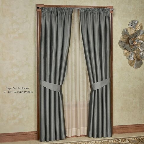 Chamberly Luxury Window Treatment | Dark Gray | Polyester Faux Silk | Energy Saving, Noise Reducing, Room Darkening | Elegant 2 Piece Set 84L Window Panels | Wide, Rod Pocket, Curtain Pair | Washable in Saudi Arabia