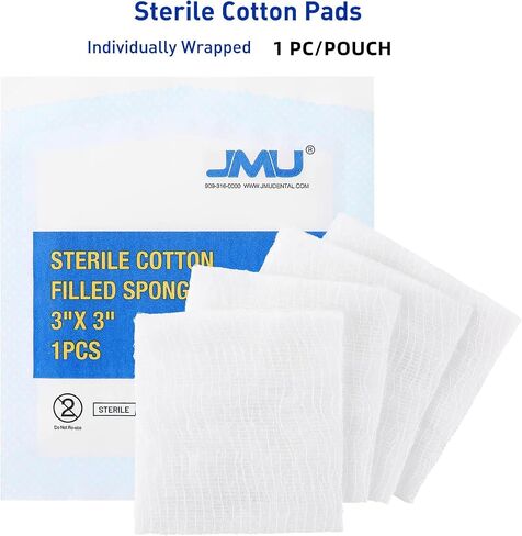 JMU Cotton Gauze Pads 2x2 Sterile Individually Wrapped, 100pcs, 8-ply Woven Gauze Sponges, Nonstick Dental Gauze Pads for Wounds Bulk in Saudi Arabia