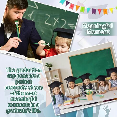 24 قطعة من أقلام التخرج، قلم حبر جاف مع شرابات، أقلام تخرج مستديرة الشكل مع شرابة معدنية 2024، هدايا حفلات التخرج، قلم كرة دوارة أسود 0.7 مم (أسود) in Kuwait