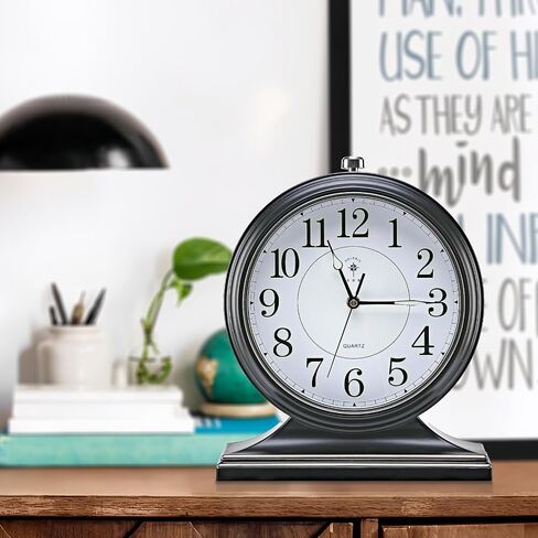 Retro Mantel Décor Desk Clock, 10-inch Vintage Table Clocks for Fireplace, Easy to Read Clocks for Living Room, Bedroom, Office, Desktop Decoration (Bright Brown) in Saudi Arabia